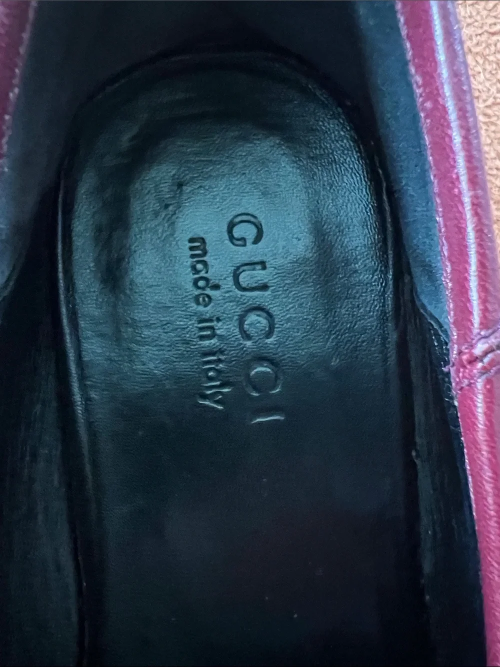 Gucci Burgundy Leather Horsebit Loafers with Gold Hardware size 9